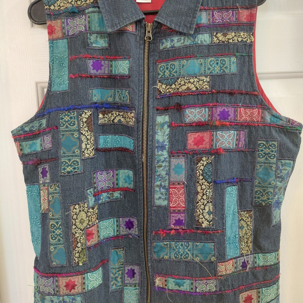 Patchwork Denim Vest - Multicolor - image 1